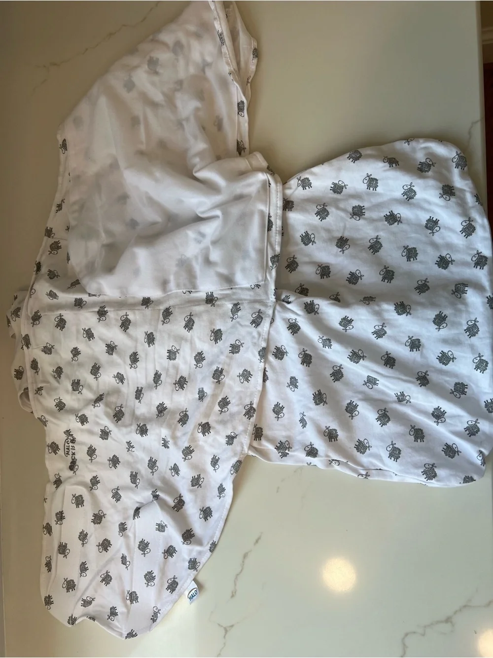 Halo White SleepSack Swaddle with Gray Sheep Print 3-6 month